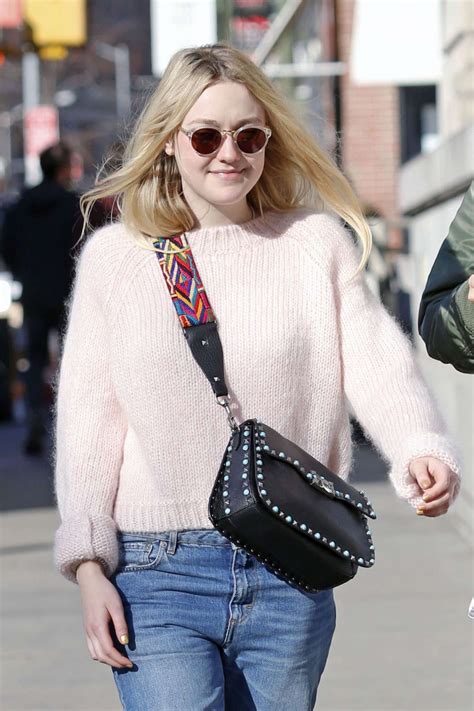 Dakota fanning loose blouse dakota brought back the grunge chic look with this cream strapless. DAKOTA FANNING in Jeans Out in New York 02/23/2017 ...