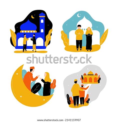 Vector Illustration Muslim Man Woman Cartoon Stock Vector Royalty Free