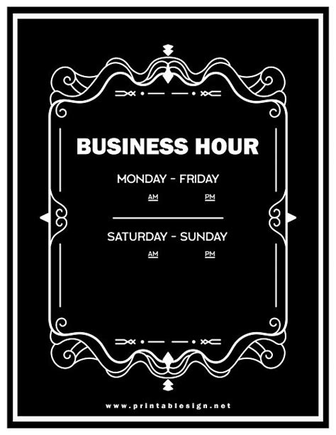 Printable Business Hours Sign Free Download