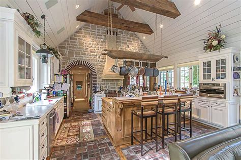 We used ready made shiplap boards for this project so there was no need to use spacers between. 35 Kitchens with Hanging Pot Racks (PICTURES)