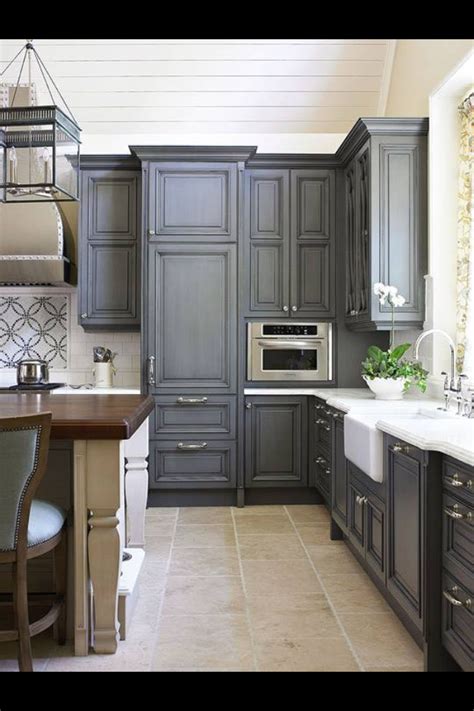 The grey country kitchen in a long island farmhouse features a marble sink with fittings by sonoma forge , the in a home characterized by whimsy, the kitchen takes a more serious note with grey cabinetry. Pin by Robin Leafgreen on Home Plan | New kitchen cabinets ...