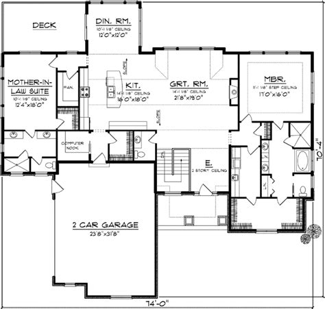 Inside, a central hallway separates sleeping quarters on one side and central gathering areas on the other. Bungalow House Plan - 2 Bedrooms, 2 Bath, 2598 Sq Ft Plan ...