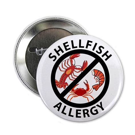 Most button badges feature a safety pin. SHELLFISH ALLERGY Medical Alert Pinback Button Badge ...