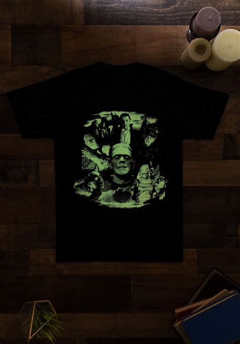 Monster Collage Glow In The Dark Graphic T Shirt Halloween Shirts