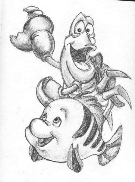 26 Ariel And Flounder Drawing Marsiehcelise