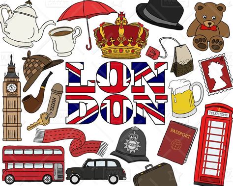 London Clipart Vector Pack British Clipart England Travel Clipart