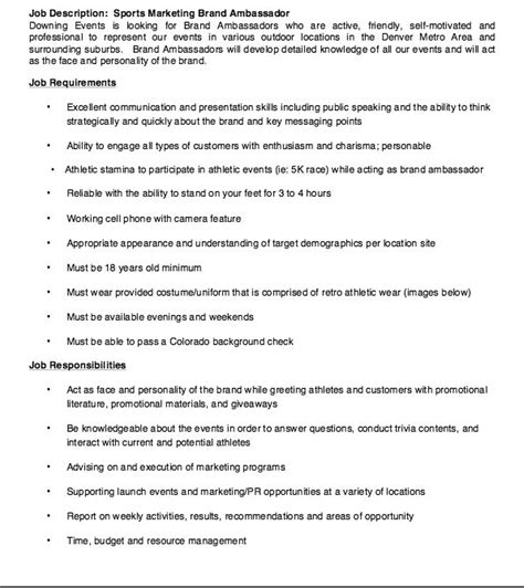 358 likes · 1 was here. Sports Marketing Brand Ambassador Job Description Resume ...