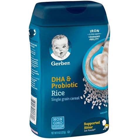Gerber Dha And Probiotic Single Grain Rice Baby Cereal 227 Gm Non Gmo