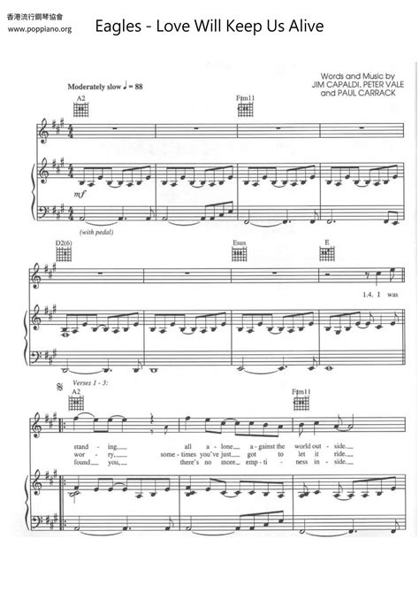 Eagles Love Will Keep Us Alive Sheet Music Pdf Free Score Download ★
