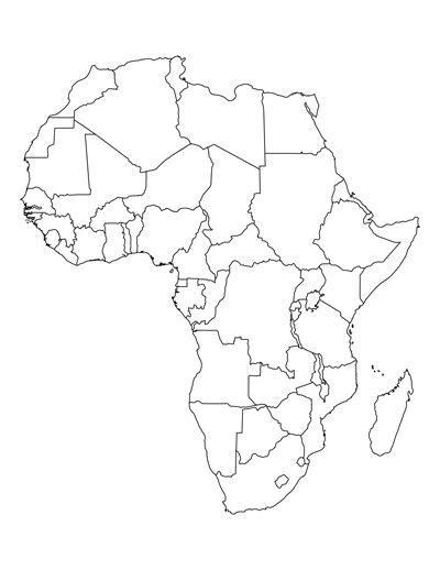 This is a simple africa outline map that includes nations. Printable Map of Africa for Students and Kids | Africa Map Template