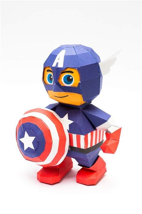 วิธีทำของเล่นโมเดลกระดาษกับตันอเมริกา Chibi Captain America Papercraft