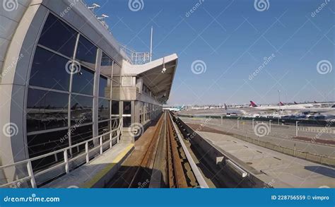 New York Usa May 18 2021 Airtrain In Jfk Airport Riding Fast