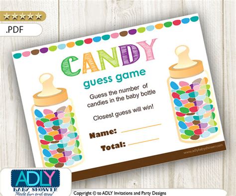 Guess Candy Printable Game Card Guess How Many Candies In The Baby