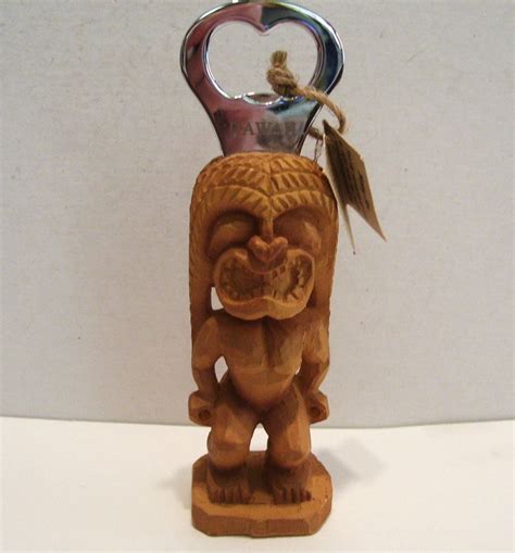 Hawaii Tiki Carved Figure Bottle Opener Nwt Vintage Barware Etsy