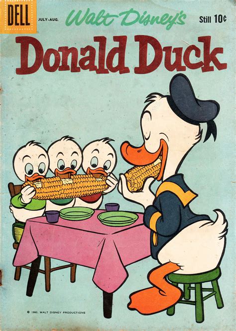 An Old Comic Book With Donald Duck Eating Corn On The Cob And Other