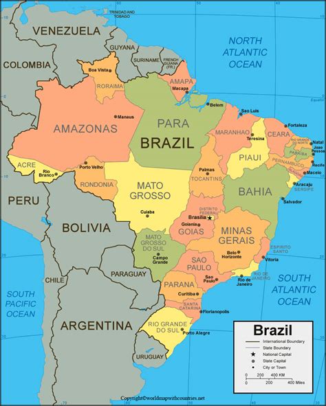 Free Printable Labeled And Blank Map Of Brazil Map Outline In Pdf