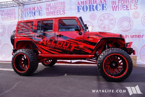 2017 SEMA American Force Wheels / AllOut OffRoad Red Jeep ...