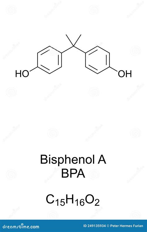 Bisphenol A Bpa Chemical Formula And Skeletal Structure Stock Vector
