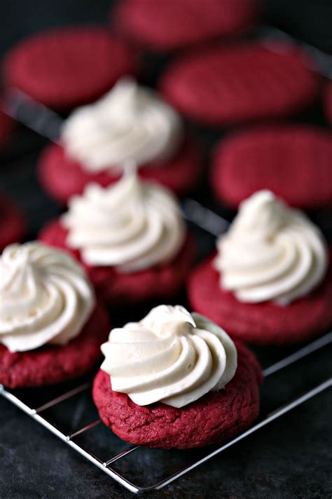These Red Velvet Cream Cheese Cookie Stacks With Cream Cheese Frosting Are A Fun Way To