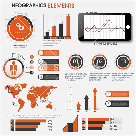 Set Of Creative Infographic Elements With Statistical Bar Graphs