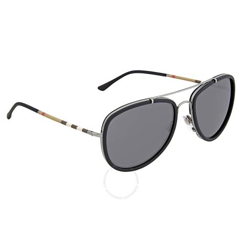 Burberry Matte Black Metal Aviator Sunglasses Burberry Sunglasses
