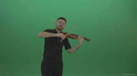 Green Screen People Man Playing Violin Fiddle Strings Music Instument