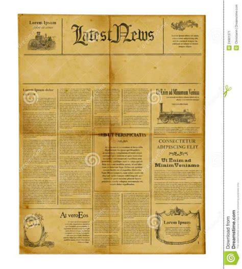 Antique Newspaper Template Stock Image Image Of Information For Blank