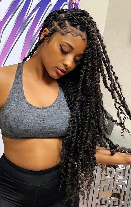 The hair is natural and beautiful with a gorgeous twisted look at the front. Trendy Braid Twists with Curls | Hair in 2019 | Curly hair ...