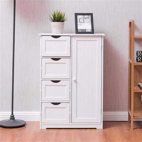 Undermount full extension soft close finished ends: Floor Bathroom Cabinet 4-Drawers Dresser Chest of Drawers ...
