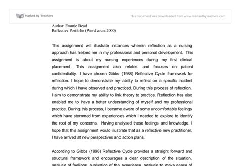Example Of Nursing Reflection Using Gibbs Buy A Reflective Essay