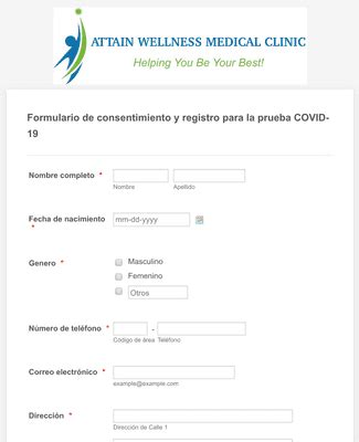 Formulario De Consentimiento Y Registro Para La Prueba Covid