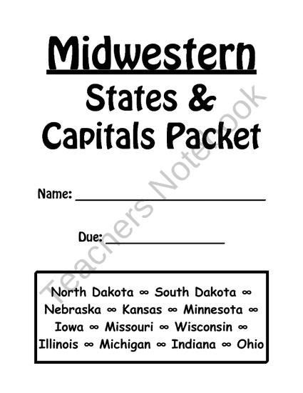 Midwestern States And Capitals Review Packet From Dr Noahs Shop On