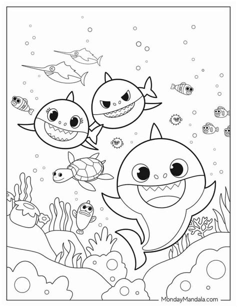 24 baby shark coloring pages (free pdf printables)