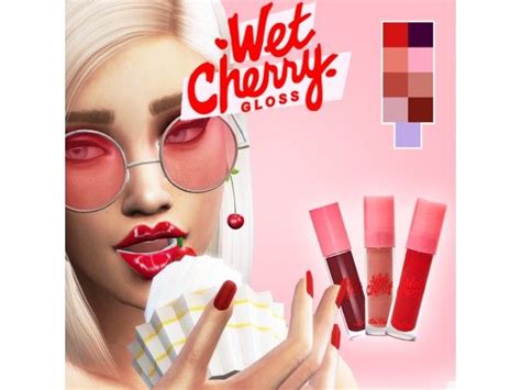 Wt Cherry Lip Gloss By Morbid Cc The Sims 4 Download Simsdomination