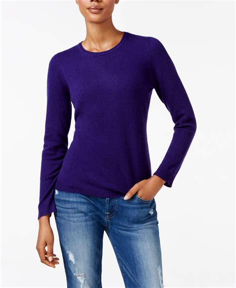 Charter Club Cashmere Crew Neck Sweater Only At Macys In Purple Lyst