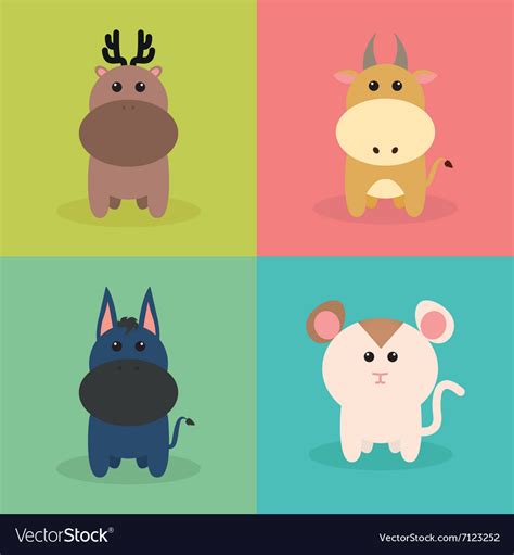 Cute Cartoon Animals Royalty Free Vector Image