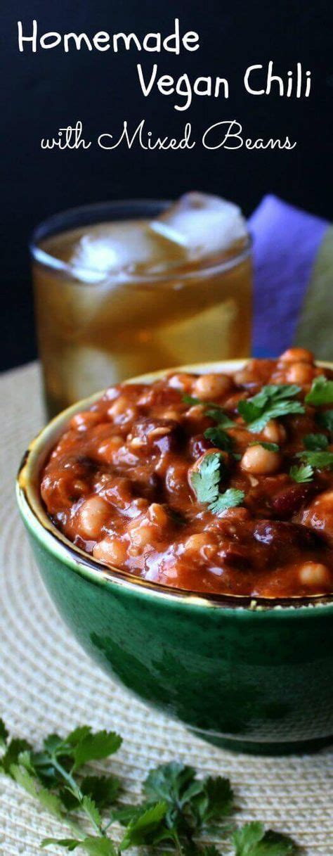 Homemade Vegan Chili with Mixed Beans is comforting and ...