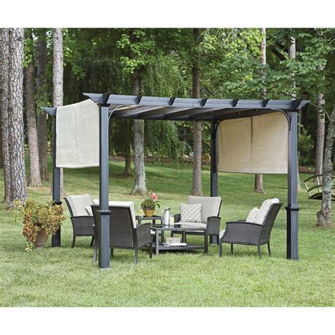 Replacement canopy for garden treasures 10' x 10' pergola gazebo. Garden Treasures Matte Black Steel Freestanding Pergola ...