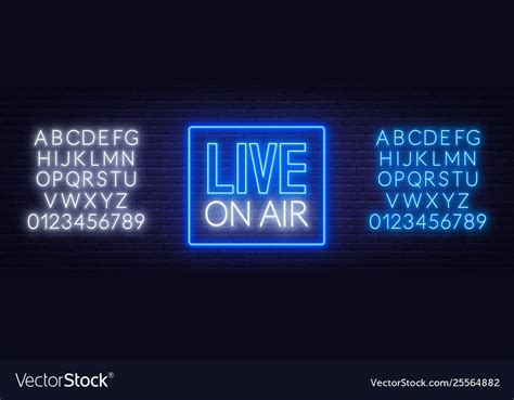 Live On Air Neon Glowing Sign On Brick Wall Vector Image