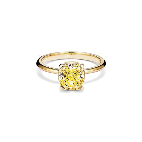 Tiffany And Co Engagement Ring With A Cushion Cut Yellow Diamond In 18k Yellow Gold