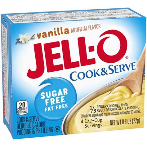 Check spelling or type a new query. Jell-O Vanilla Sugar Free Fat Free Cook & Serve Pudding ...