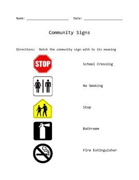 A tight bandage to stop bleeding on wound is called as. Community Signs Match and Fill In Worksheet by ...