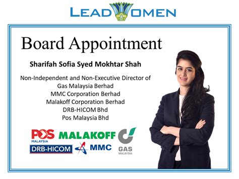 1952, alor setar, malaysia spouse: Congratulations Syarifah Sofia Syed... - LeadWomen Sdn Bhd ...