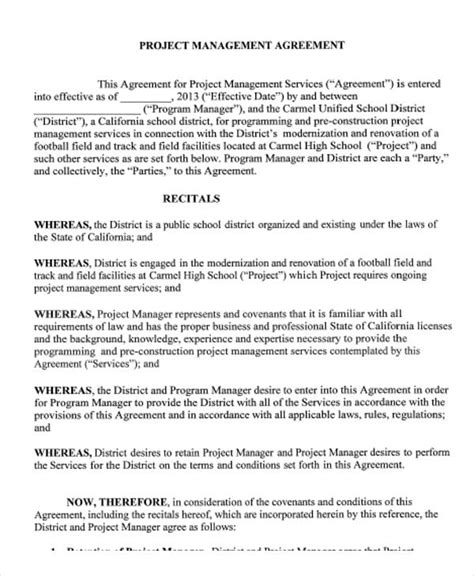 Management Service Agreements Template Pdf Template