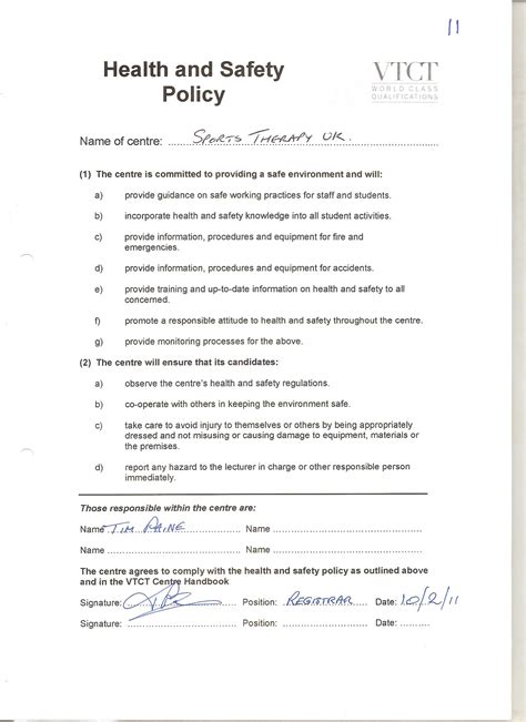 At the university of bath, we recognise that good standards of health, safety and welfare are an integral part of good management. Policy Documents - Sports Therapy UK