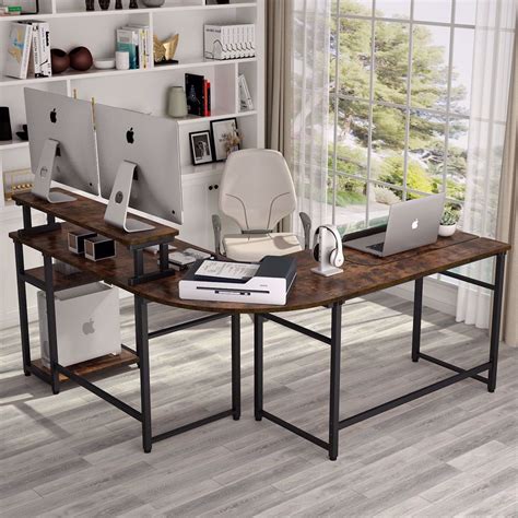Tribesigns L Shaped Computer Corner Desk Study Table Workstation With