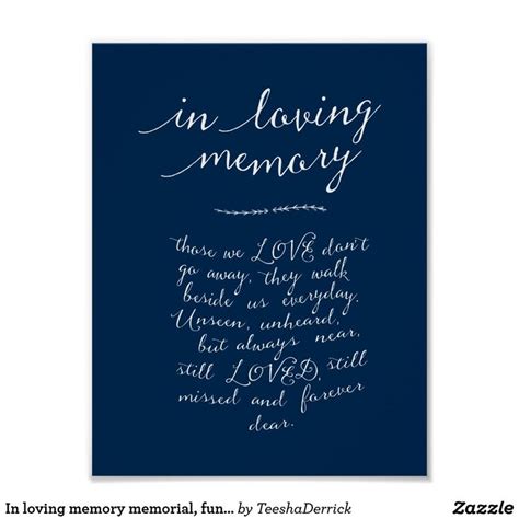 In Loving Memory Memorial Funeral Navy Blue Poster