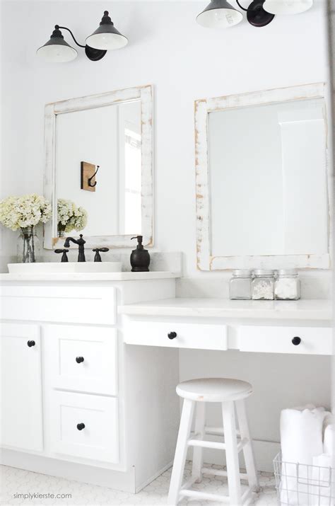 Not only was this an easy build, it's more affordable than anything we could find in stores and a whole lot more cute! Farmhouse Bathroom + DIY Framed Mirrors - Simply Kierste ...