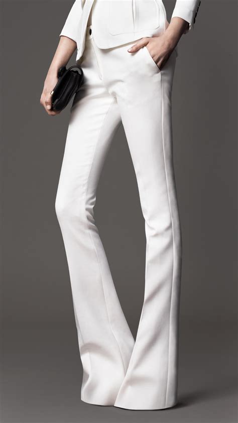 Burberry Tailored Flared Trousers In Natural White White Lyst