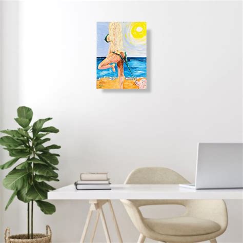 Erotic Nudity Painting Naked Woman Original Art Oil Canvas Beach Arts